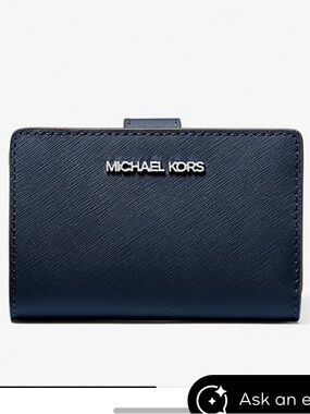 Michael Kors Navy Saffiano Trifold Card Wallet NWT